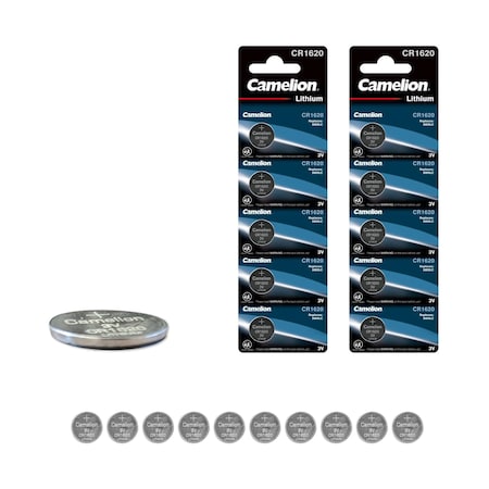 Camelion CR1620 3V Lithium Primary Coin Cell 10PK CR1620-BP5-2